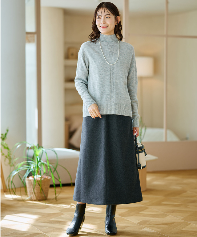 ウエストゴム 裏起毛 スカート