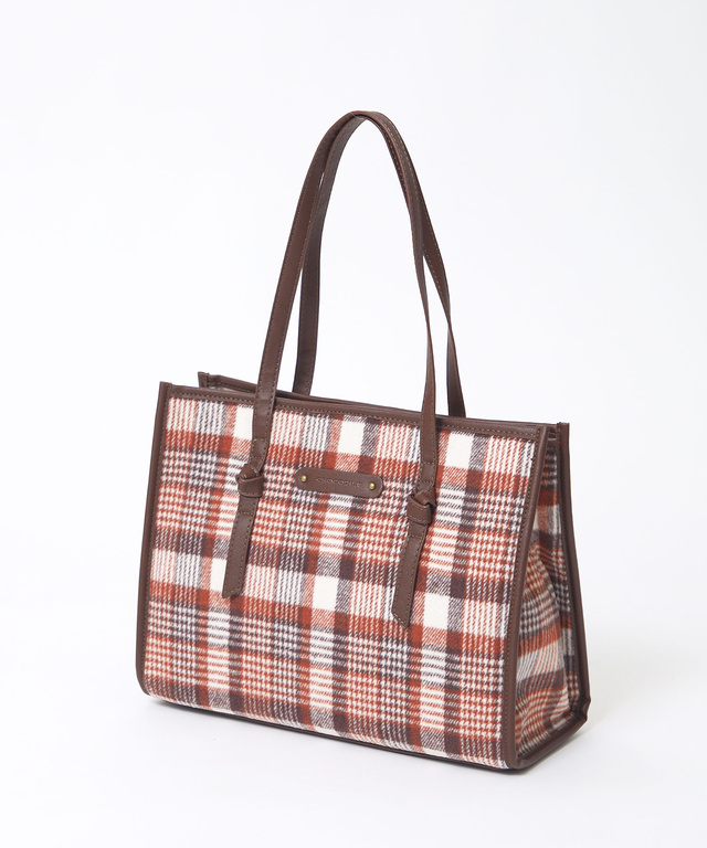 チェック柄 スクエア トートバック