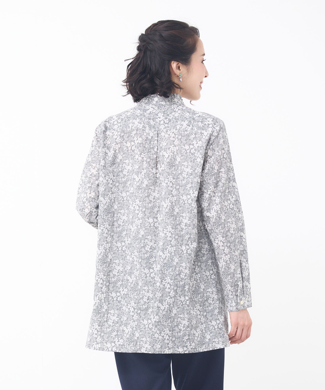 フリルカラー 小花柄 チュニック【オンラインショップ限定】