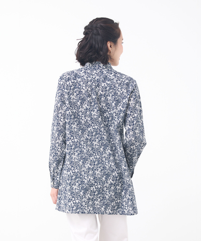 フリルカラー 小花柄 チュニック【オンラインショップ限定】