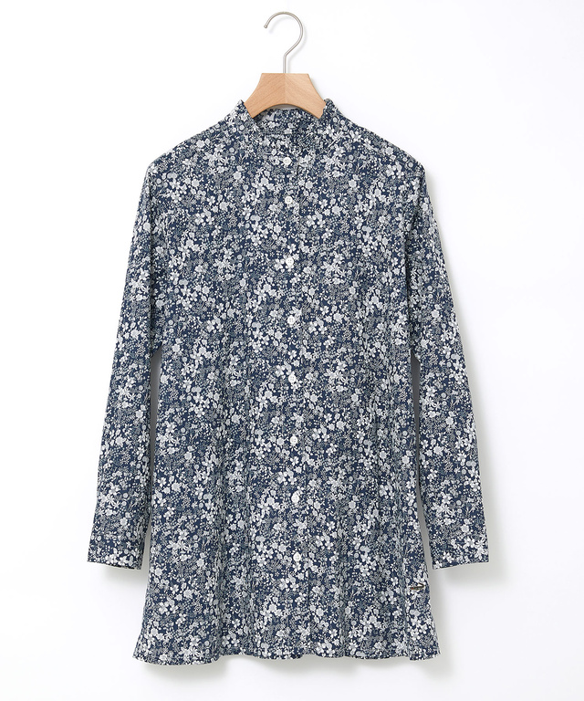 フリルカラー 小花柄 チュニック【オンラインショップ限定】