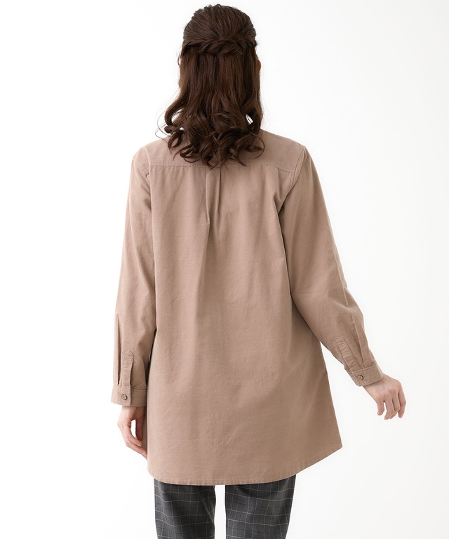 コーデュロイ バンドカラー チュニック【オンラインショップ限定】