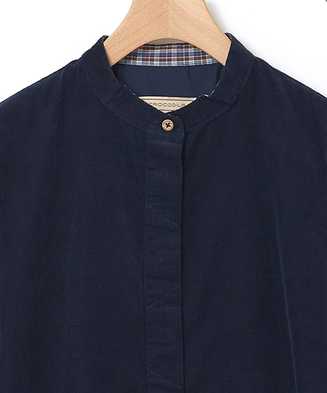 コーデュロイ バンドカラー チュニック【オンラインショップ限定】