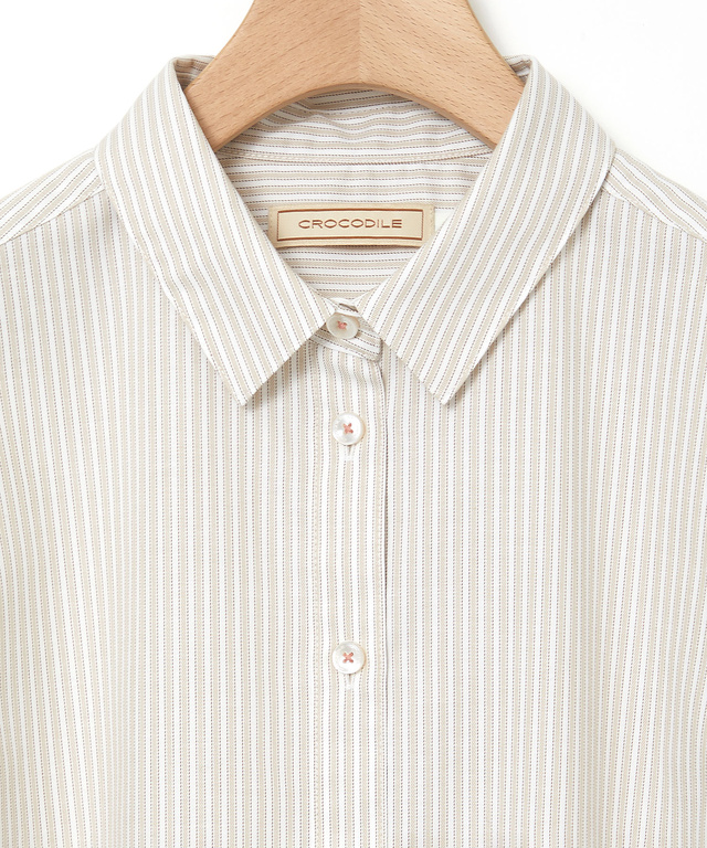 ノンアイロン ストライプ チュニック【シワになりにくい】