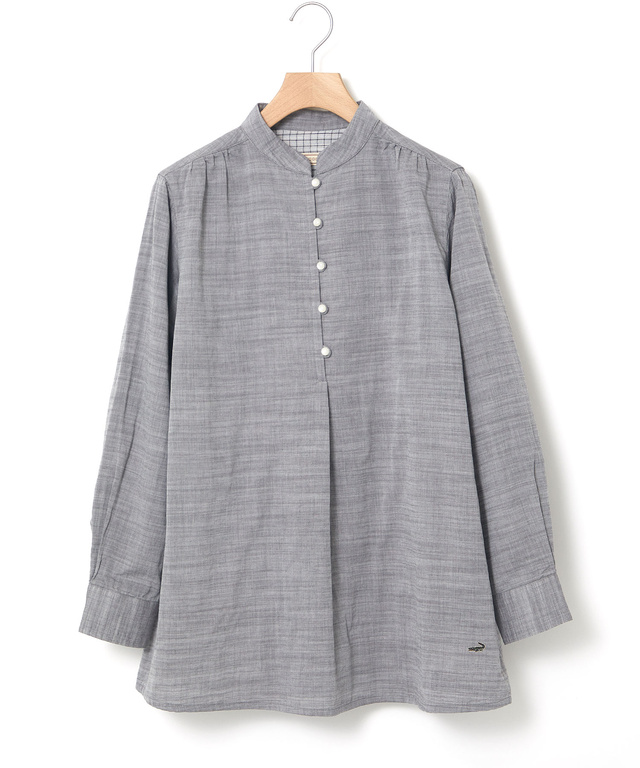 ダブルガーゼ バンドカラー チュニック