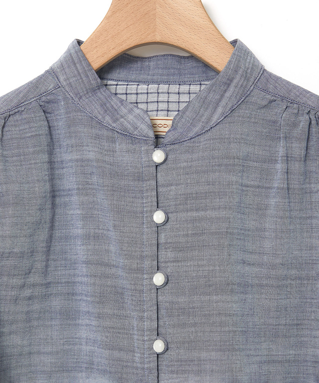 ダブルガーゼ バンドカラー チュニック