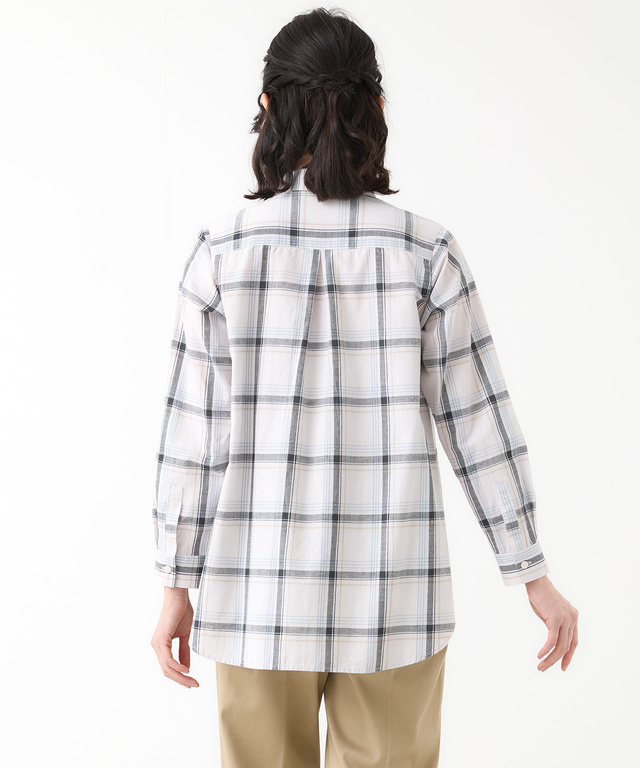 リネンブレンド チェック柄 チュニック