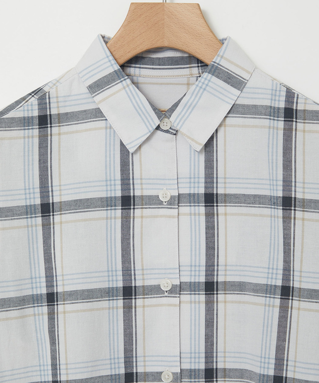 リネンブレンド チェック柄 チュニック