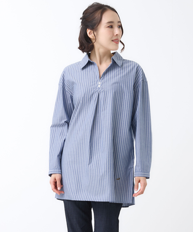 ストライプ スキッパー チュニック【オンラインショップ・一部店舗限定】