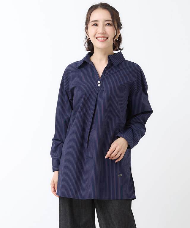 ストライプ スキッパー チュニック【オンラインショップ・一部店舗限定】