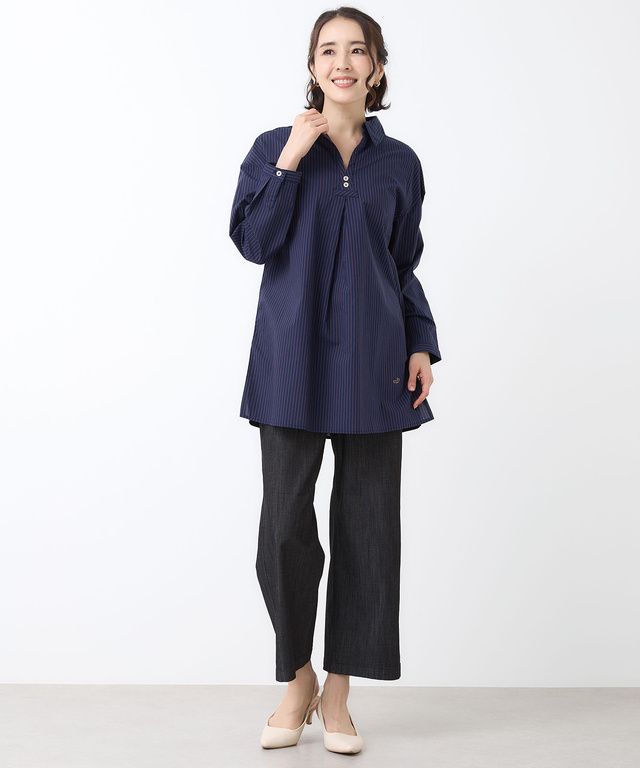 ストライプ スキッパー チュニック【オンラインショップ・一部店舗限定】