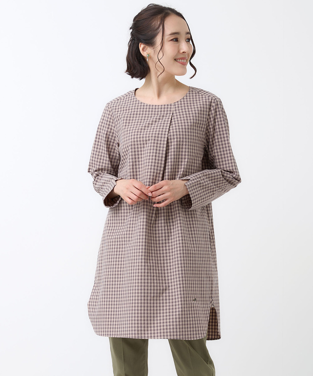 タックデザイン チェック チュニック【オンラインショップ・一部店舗限定】