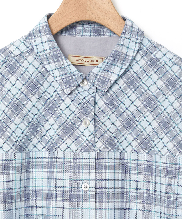 フロント切り替え チェック柄 チュニック【オンラインショップ・一部店舗限定】