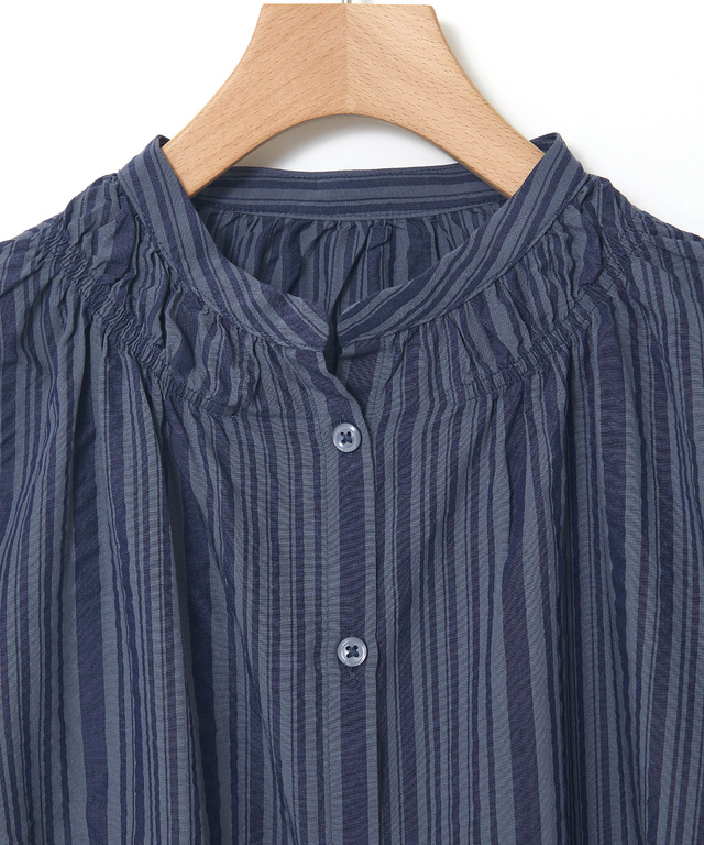 ストライプ ギャザー チュニック