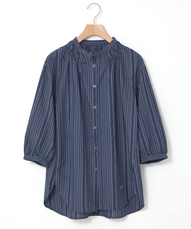 ストライプ ギャザー チュニック