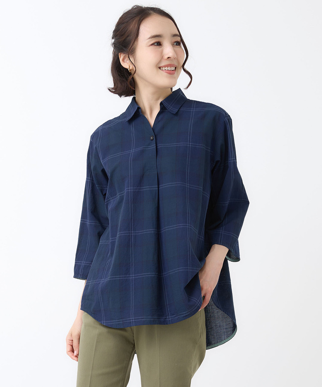 リネンブレンド スキッパー チュニック