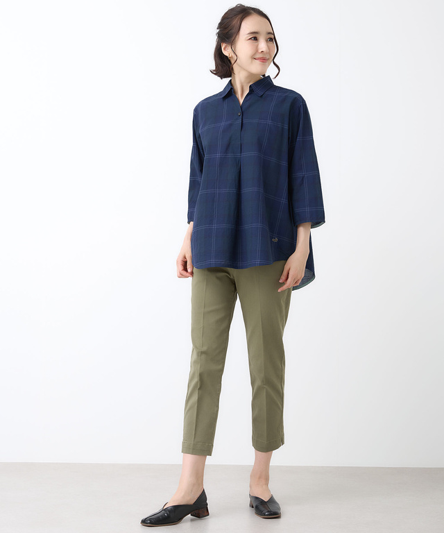 リネンブレンド スキッパー チュニック