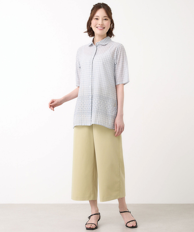 丸襟 チェック チュニック