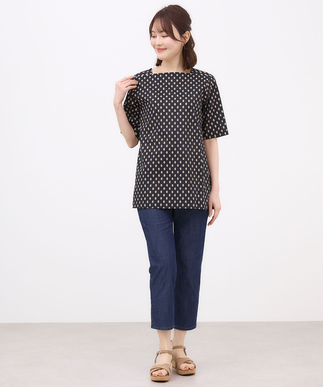 プロヴァンス柄 スクエアネック チュニック【オンラインショップ・一部店舗限定】