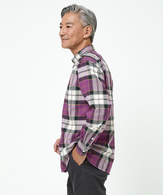 ピケ素材 チェック柄 シャツ