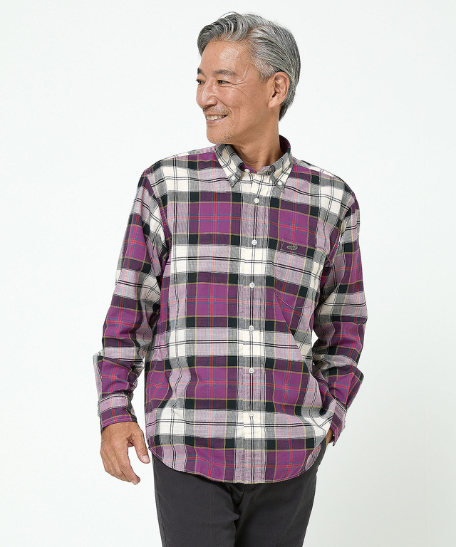 ピケ素材 チェック柄 シャツ