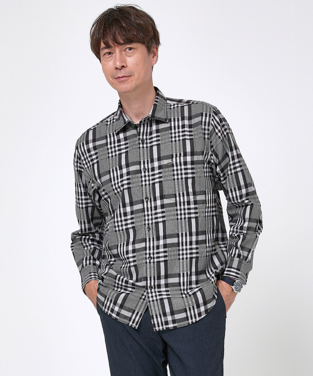 サーモ素材 チェック柄 シャツ