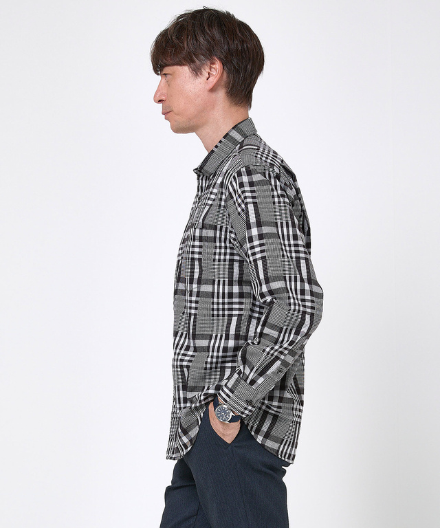 サーモ素材 チェック柄 シャツ