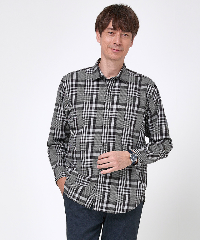 サーモ素材 チェック柄 シャツ