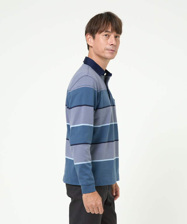 パネルボーダー柄 ポロシャツ