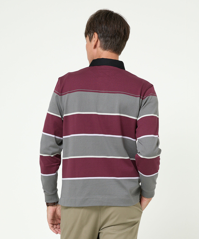 パネルボーダー柄 ポロシャツ