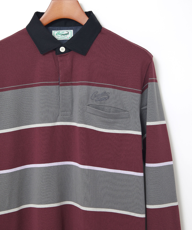 パネルボーダー柄 ポロシャツ