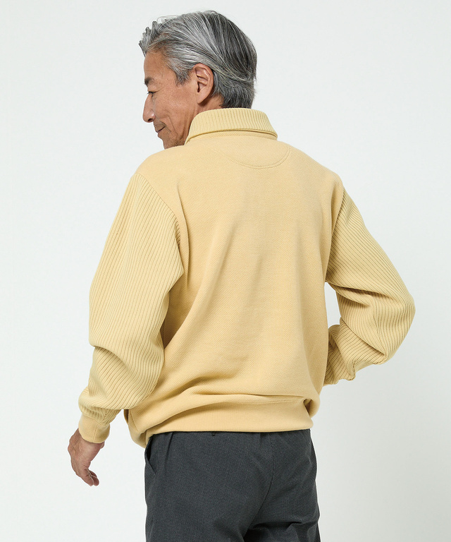 鹿の子 リブ 切り替え トレーナー【日本製生地】