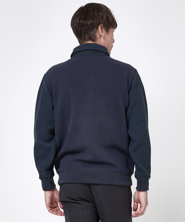 鹿の子 リブ 切り替え トレーナー【日本製生地】