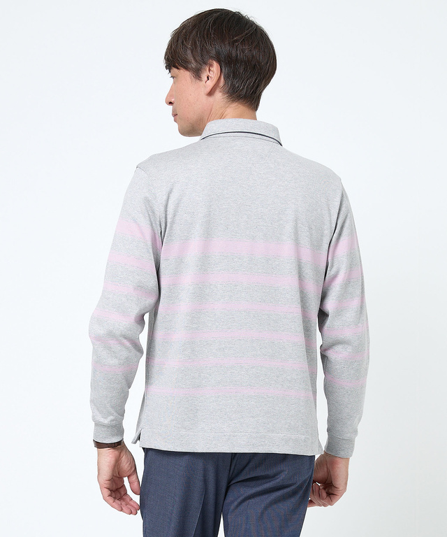 パネルボーダー ジップ ポロシャツ