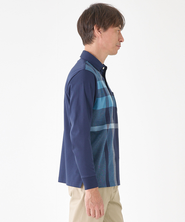 シルケット パネルチェック ポロシャツ