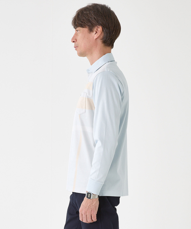 シルケット パネルチェック ポロシャツ