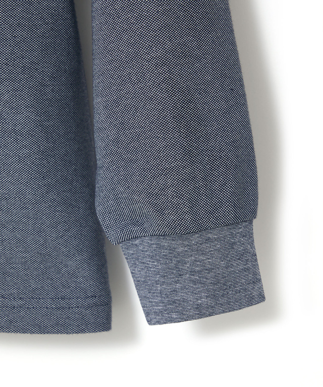 襟配色デザイン ジップ ポロシャツ