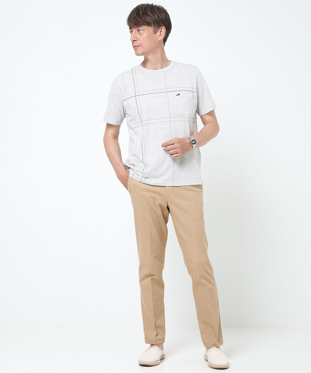 スノーコットン パネルチェック Tシャツ【接触冷感】