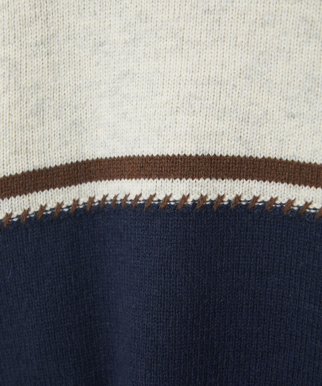 ウールブレンド ワイドボーダー ニット 【手洗いOK】