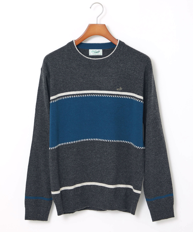 ウールブレンド ワイドボーダー ニット 【手洗いOK】