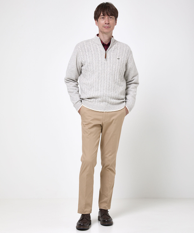 ウールブレンド ハーフジップ ニット