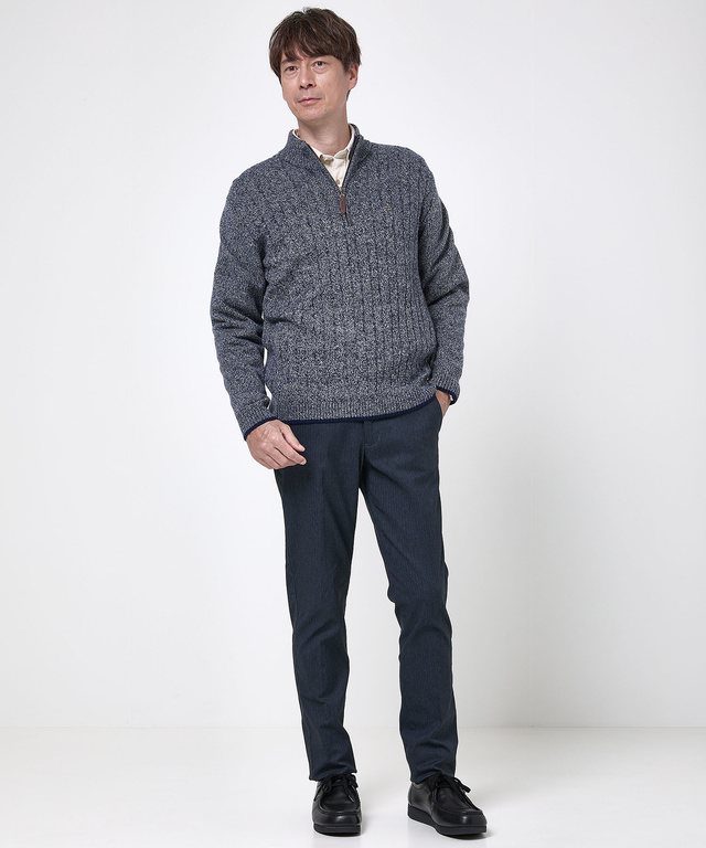 ウールブレンド ハーフジップ ニット