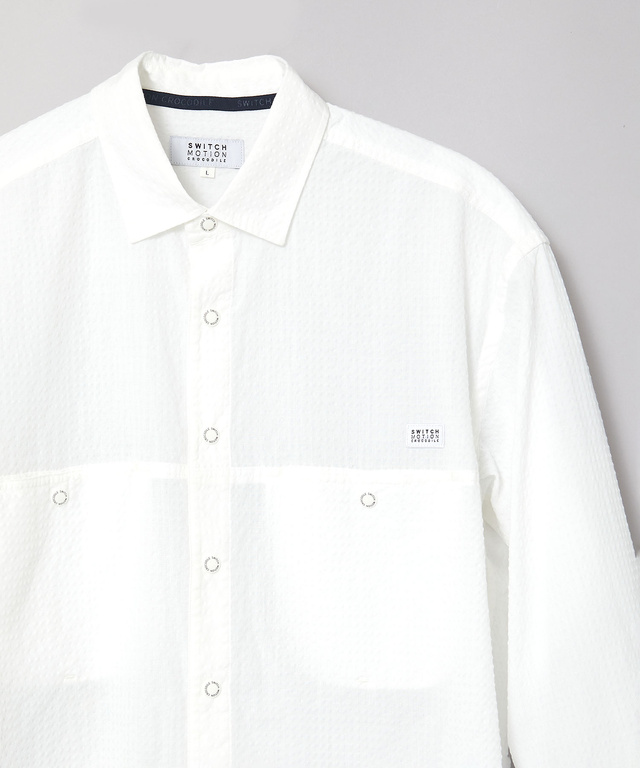 シアサッカー 七分袖 シャツ