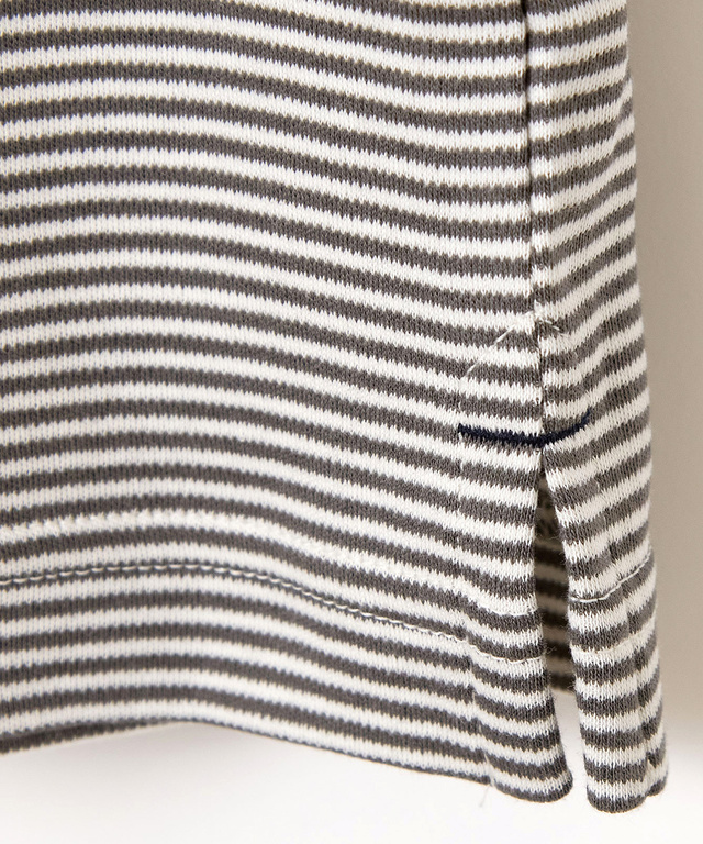 スムース ボーダー柄 ハイネック カットソー