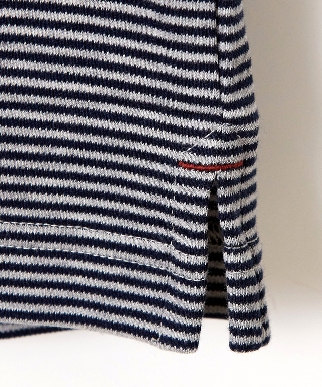 スムース ボーダー柄 ハイネック カットソー