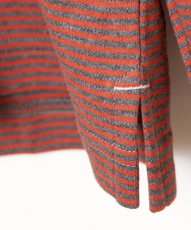 スムース ボーダー柄 ハイネック カットソー