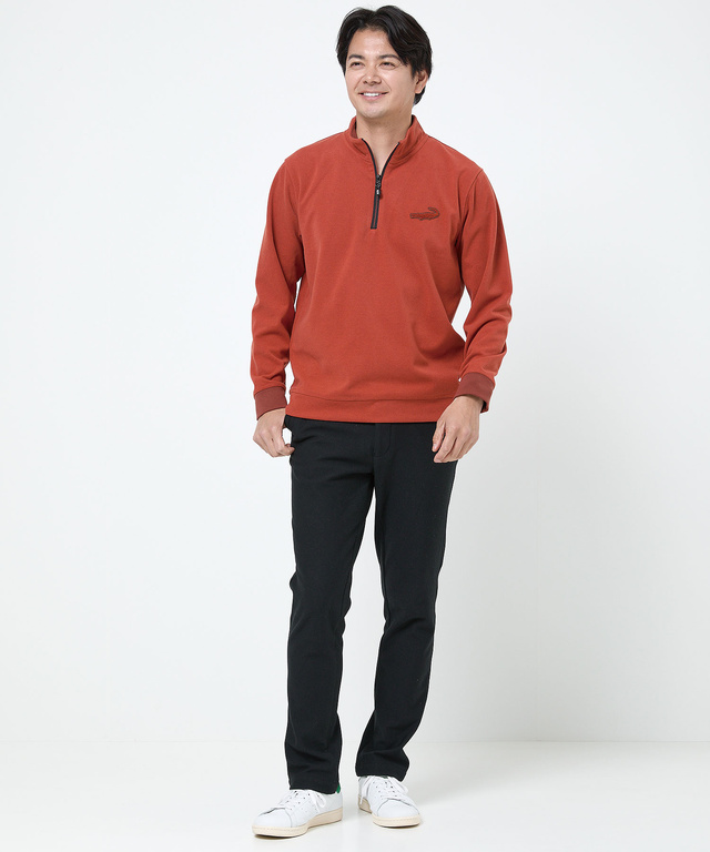 ツイル素材 ハーフジップ トレーナー