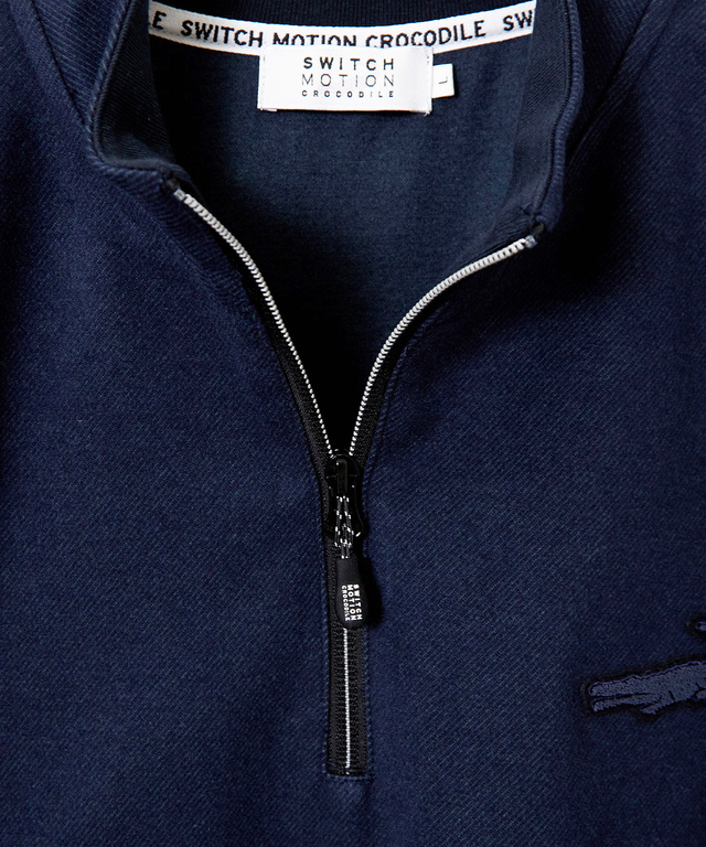 ツイル素材 ハーフジップ トレーナー