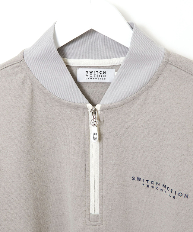 スタンドカラー ハーフジップ プルオーバー