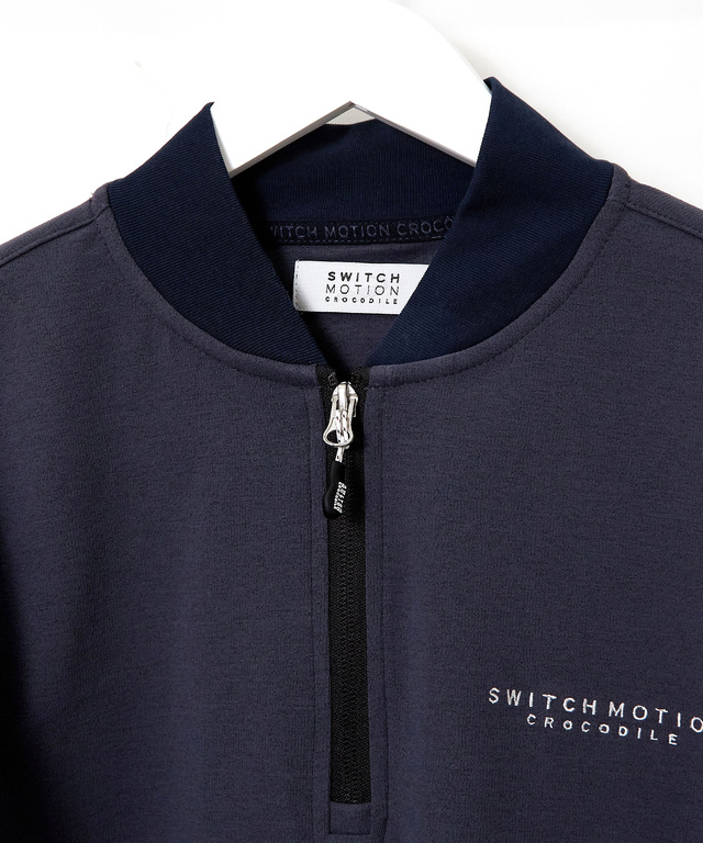 スタンドカラー ハーフジップ プルオーバー